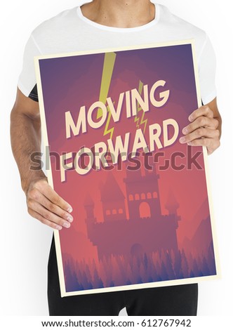 Man holding network graphic overlay banner