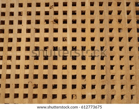 Wooden, rectangular wood with holes, background
