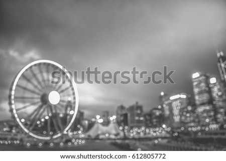 Bokeh City background with black and white filter