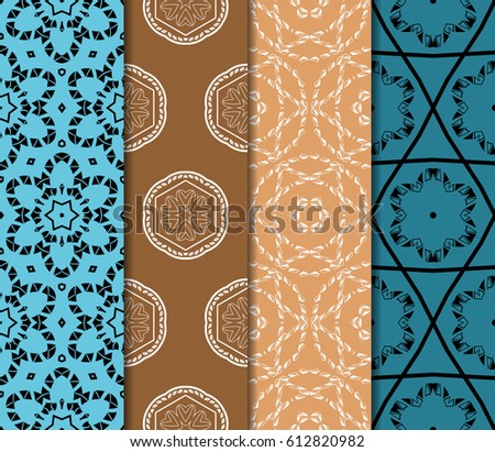 set of Ornamental flower design. Modern seamless geometry pattern. Vector illustration. For the interior design, printing, web and textile design.