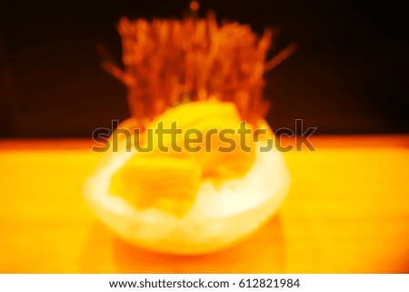 Picture blurred  for background abstract and can be illustration to article of salmon sashimi