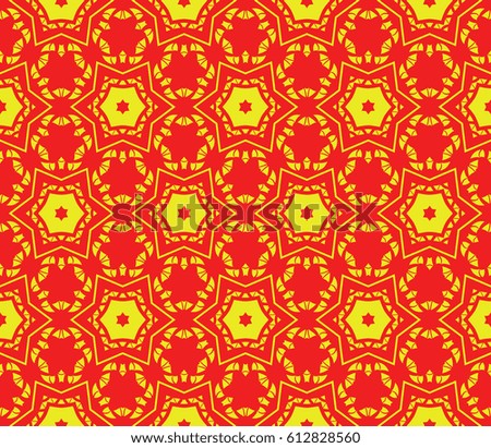 decorative line geometric ornament. floral style. seamless vector illustration. texture for design, wallpaper, invitation card, banner, fabric. red, yellow color