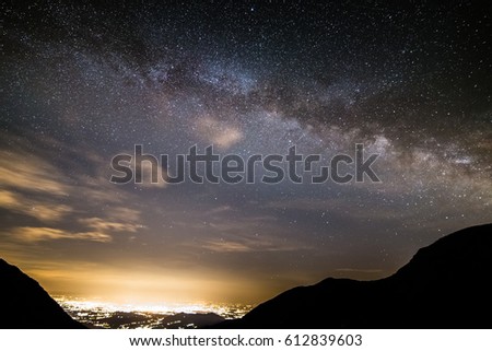 The outstanding beauty and clarity of the Milky Way and the starry sky captured from high altitude on the italian Alps.