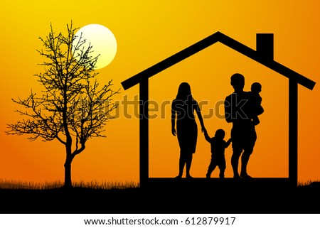 family house silhouette vector
