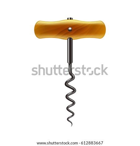 Corkscrew isolated on white photo-realistic vector illustration