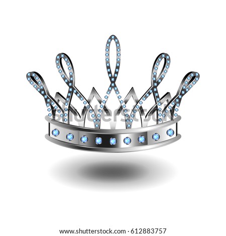 Beauty queen silver crown isolated photo-realistic vector illustration