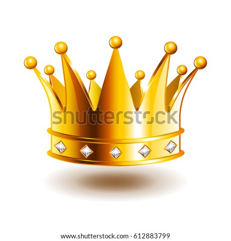 Classic crown with diamonds isolated photo-realistic vector illustration