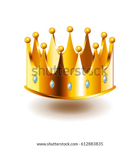 Classic crown isolated on white photo-realistic vector illustration