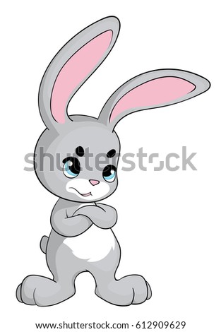 Cute bunny isolated on white background. Cartoon character bunny