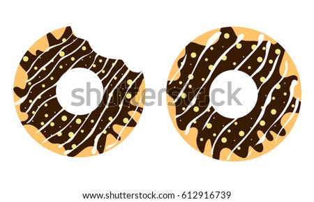 Two vector chocolate donuts with topping