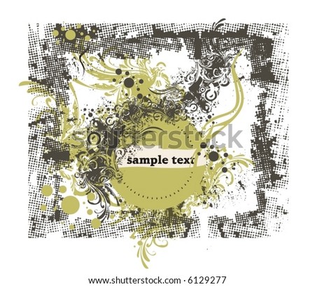 grunge medallion with floral ornaments, vector
