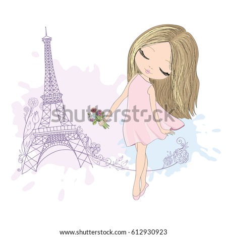 Cute little girl in Paris card