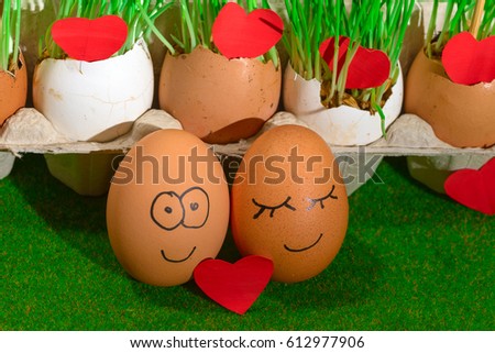 two funny eggs celebrating easter