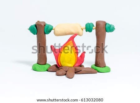 fire clay modeling over white background