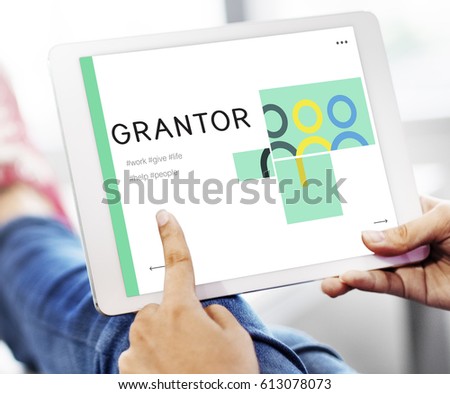 Hands working on digital device network graphic overlay