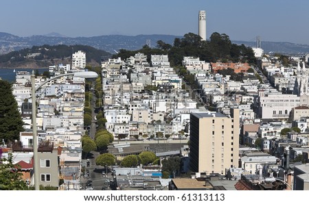 Coit Tower is a 210-foot (64 m) tower located in the Telegraph Hill neighborhood of San Francisco, California.
