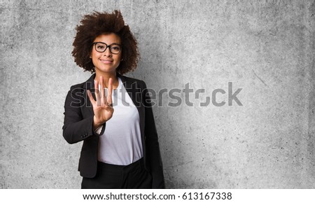 business black woman doing number four gesture