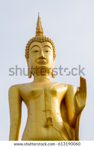 March 27, 2017 : Big golden buddha Stucco at Wat Klong reua. Phitsanulok, Thailand.