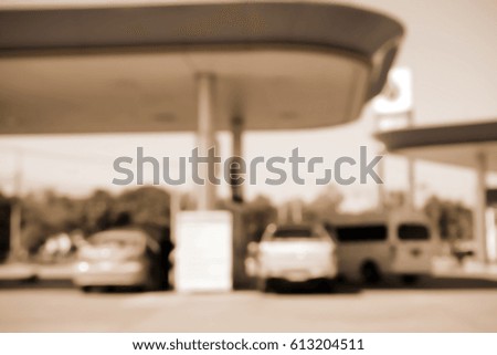 Picture blurred  for background abstract and can be illustration to article of Petrol station and Gas station