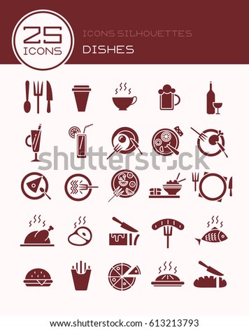 Icons silhouettes dishes