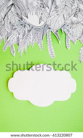 Hand drawn branches and leaves of tropical plants. Monochrome line horizontal floral pattern. Black and white seamless texture. Sketch.