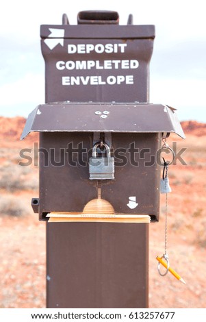 Antique mail box for deposit envelope with lock in national park