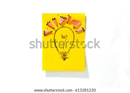 a light bulb drawn in a sticky note symbolizing concept idea , Inspiration light bulb  for good idea creativity and inspiration concept
