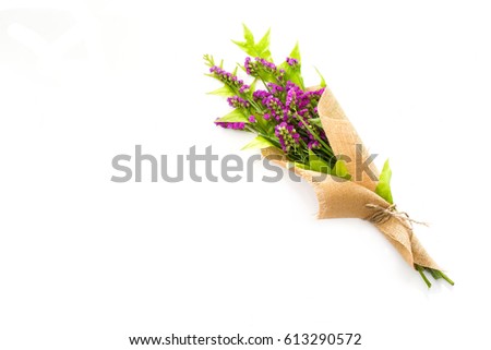 Bouquet of statice flower, (statice = name of flower) on white background / Still life and Selective focus

