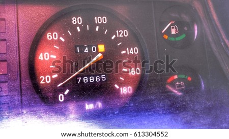 Retro speedometer. Royalty-Free Stock Photo #613304552