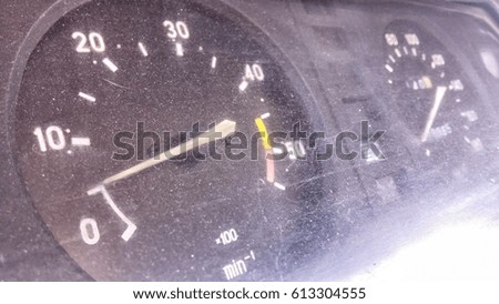 speedometer retro car, macro. Royalty-Free Stock Photo #613304555