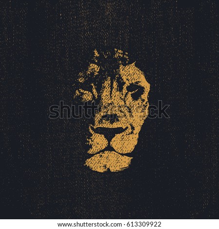 Lion head Hand drawn Vector illustration.