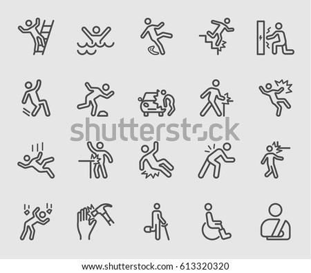 Accident and Injury line icon Royalty-Free Stock Photo #613320320