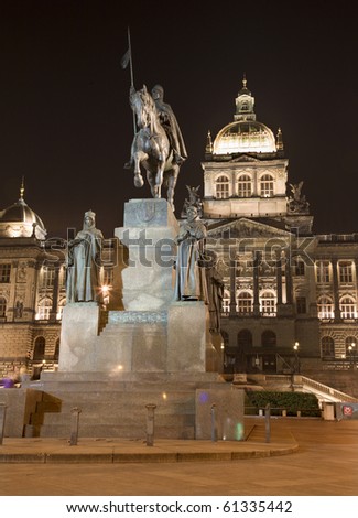 Prague - national museum and memorial of st. Vencelas - capital statue by J.J.Bendl - 1678
