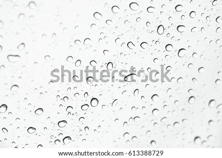 sky view through car window with rain drops