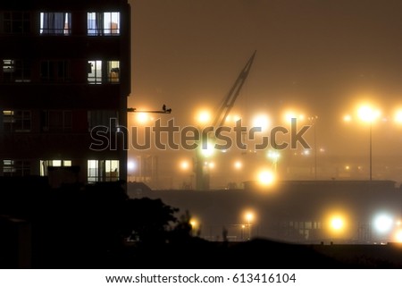 Harbor at night - visible container terminal