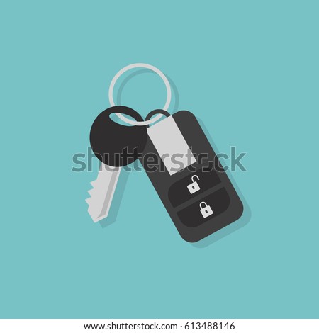 Car key with remote control / flat editable vector illustration, clip art