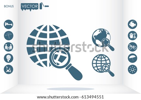 Magnifier Earth icon vector illustration eps10