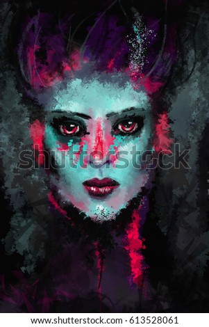 Abstract face of women art,digital art style, illustration painting cover.