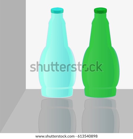 vector image colored bottles on a windowsill