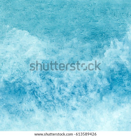 Sea water texture, abstract hand painted watercolor background, vector illustration Royalty-Free Stock Photo #613589426