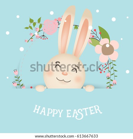 Happy easter background design. Happy easter cards with Easter bunnies. Vector illustration.