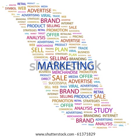 MARKETING. Word collage on white background. Vector illustration.