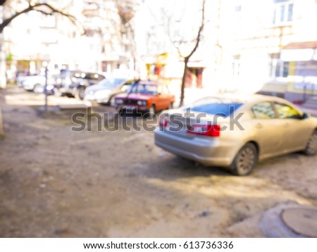 Chaotic cars left behind. Abstract image. Blurry