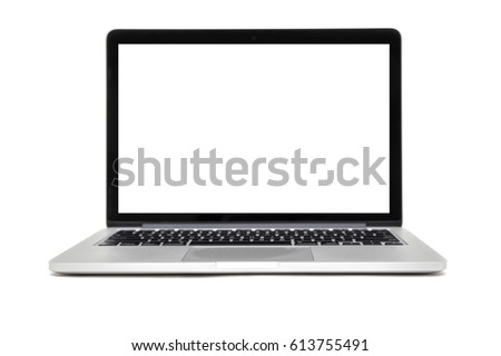 Isolated laptop with empty space on white background Royalty-Free Stock Photo #613755491