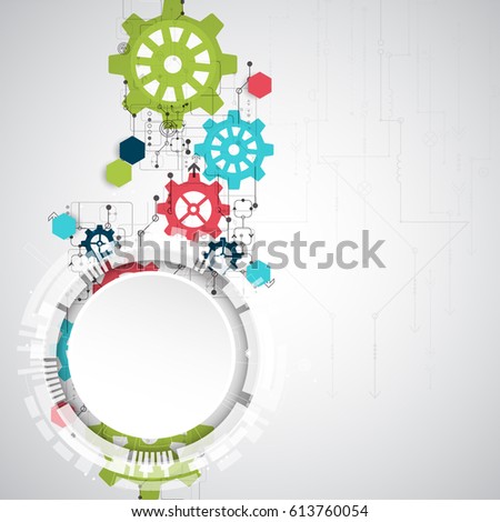 Abstract background with various technological elements. Vertical structure pattern technology backdrop. Vector