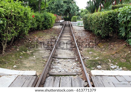 A steel railway track with selected focus and depth of field