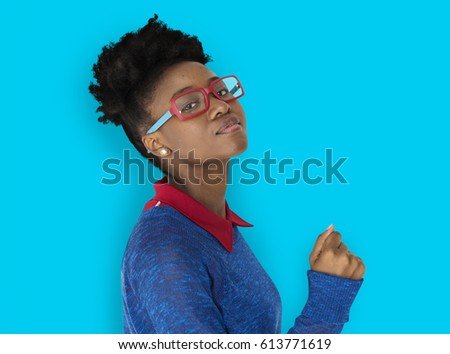 African Woman with Eyeglasses Staring