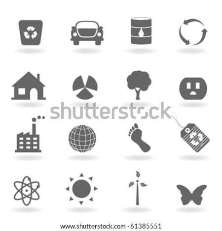 Eco icon set in grayscale