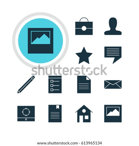 Vector Illustration Of 12 Internet Icons. Editable Pack Of Target Scope, House, Portfolio And Other Elements.