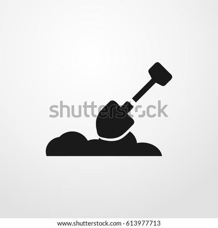 shovel in the ground icon. vector sign symbol on white background Royalty-Free Stock Photo #613977713